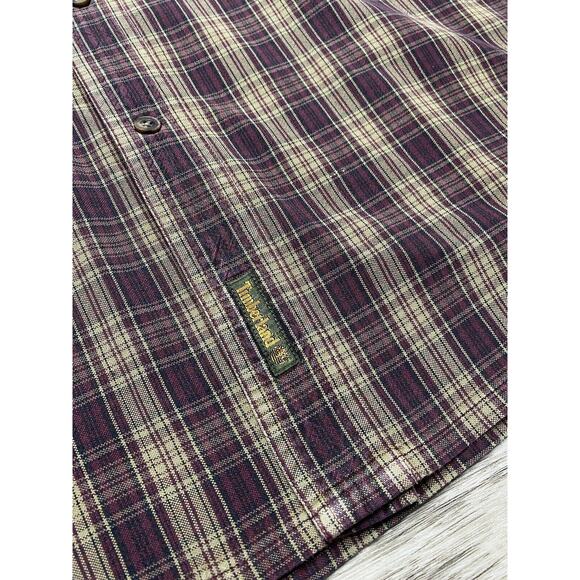 Timberland Men Button Down Shirt Red Plaid Long Sleeve 100% Cotton Size XL - Picture 6 of 6